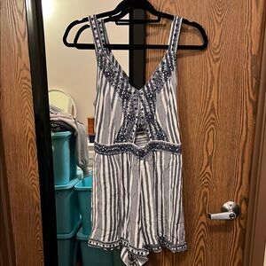 Striped Blue and White Romper